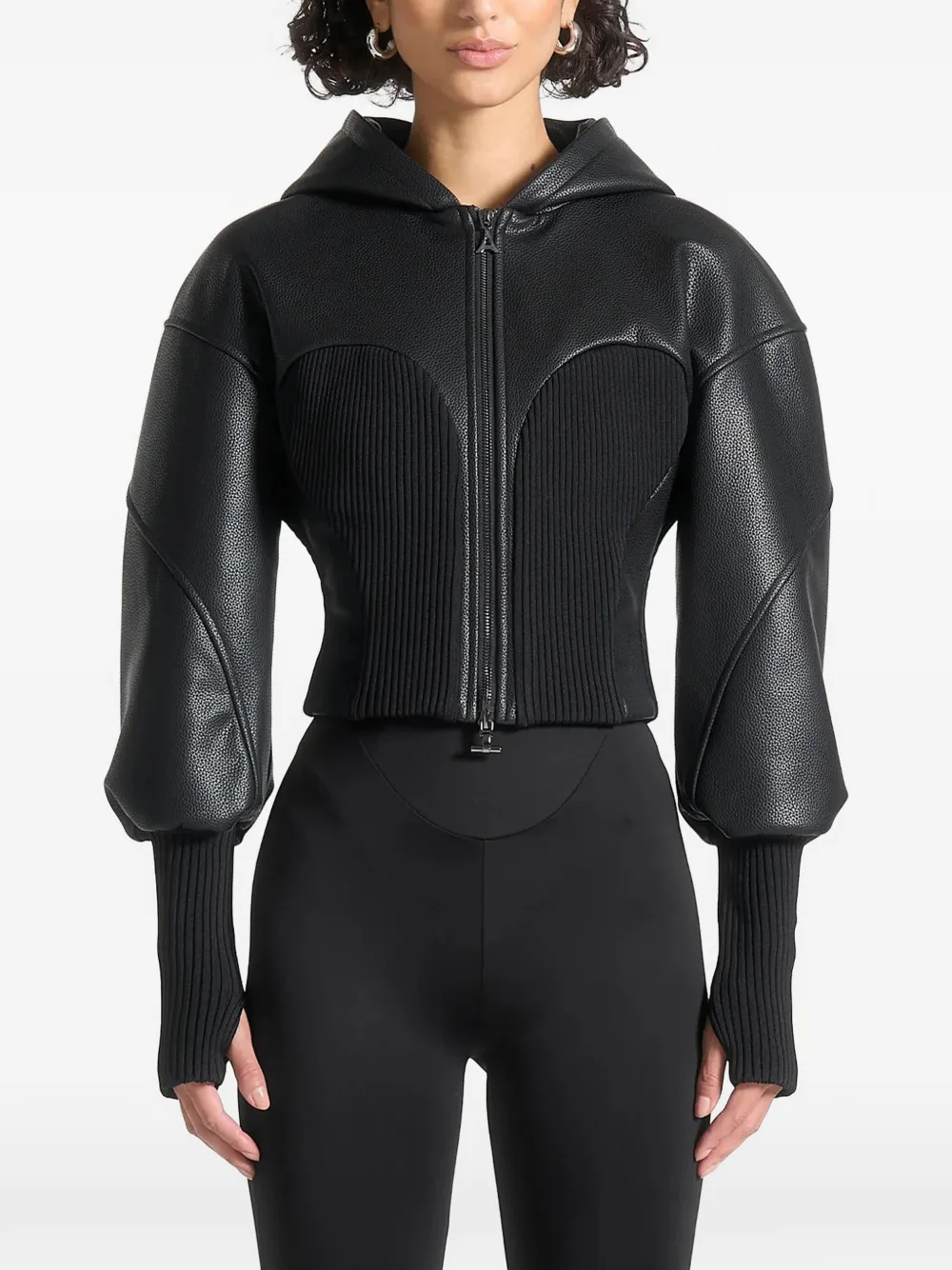 Manière De Voir Amani hooded zip-up cropped jacket | negro | Image 1
