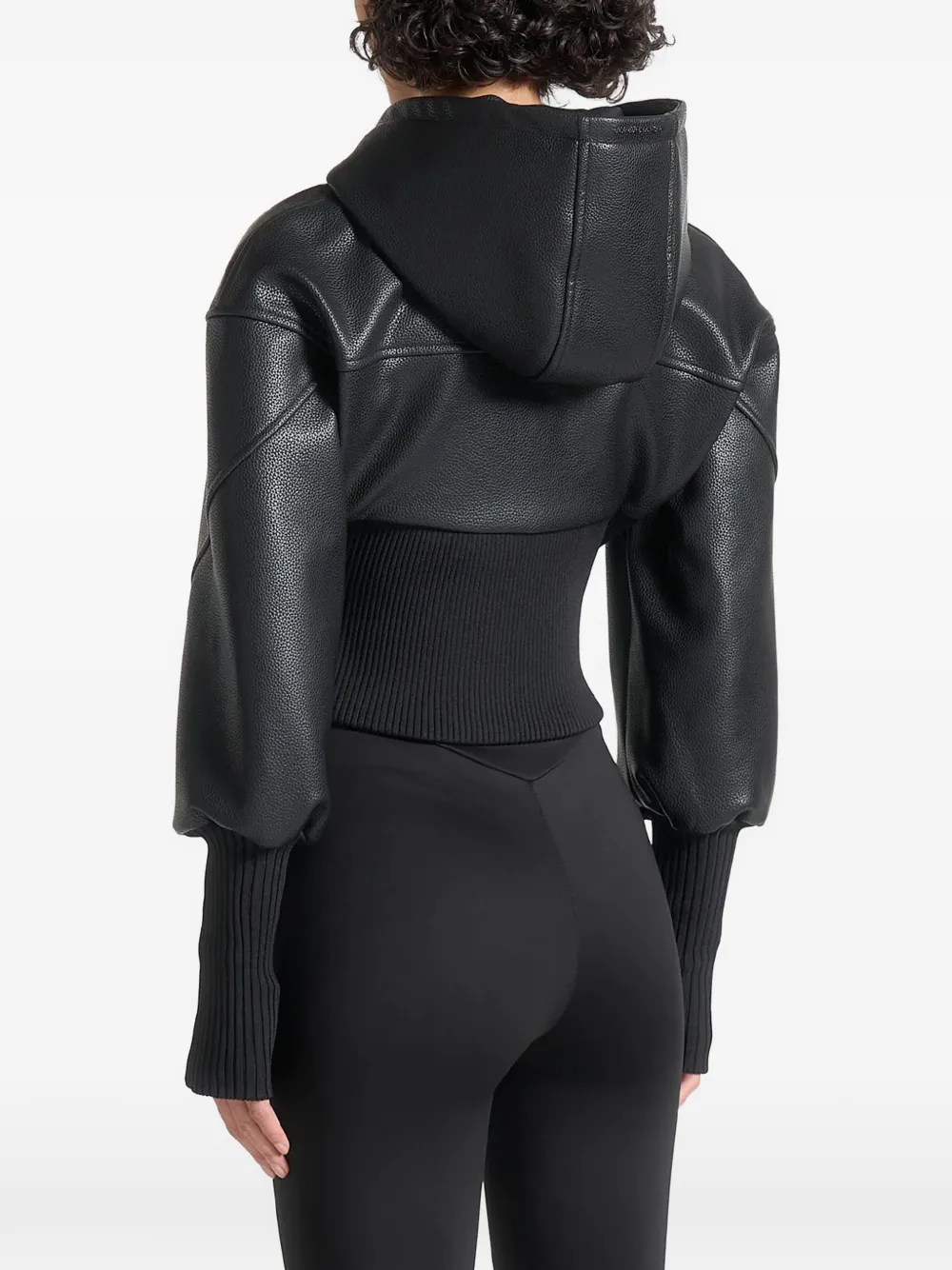 Manière De Voir Amani hooded zip-up cropped jacket Zwart
