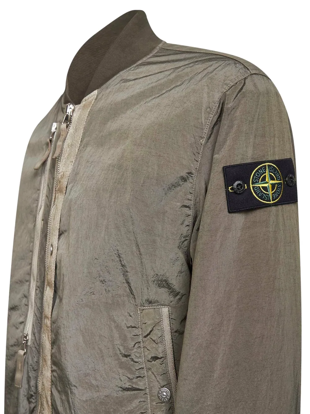 Stone Island Green Iridescent Nylon Metal Bomber Jacket In Green