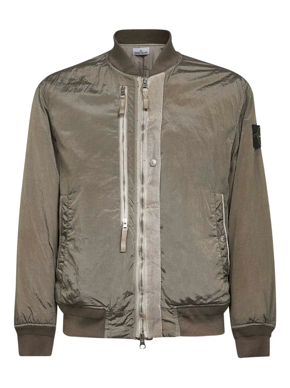 Stone Island Green Iridescent Nylon Metal Bomber Jacket In Green