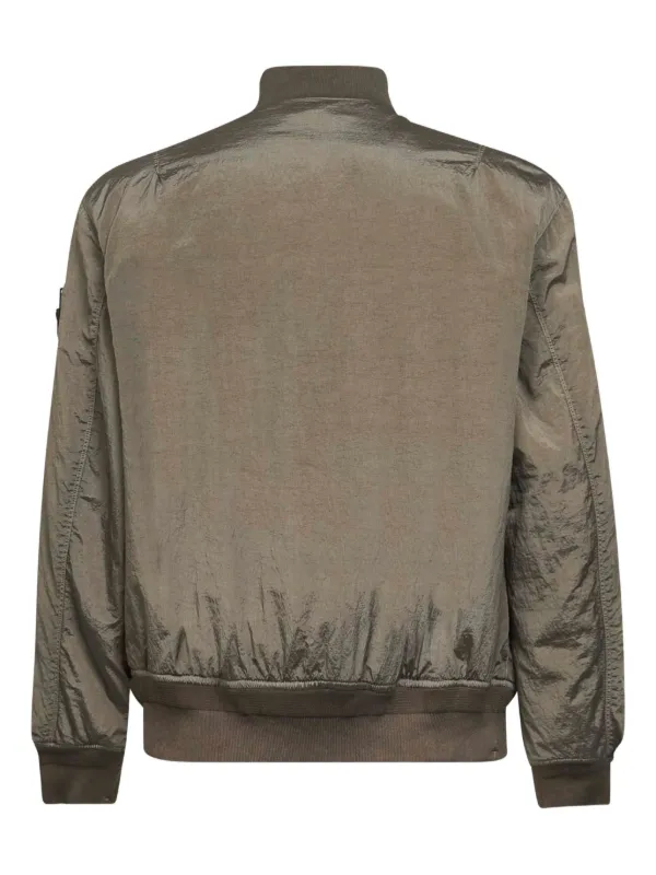 Stone Island ribbed-trims zip-up Bomber Jacket Green Farfetch