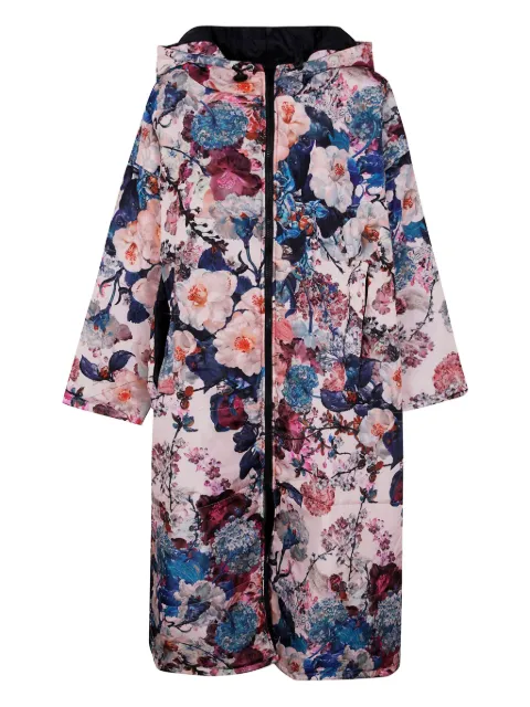 SITTINGSUITS hooded floral-print coat