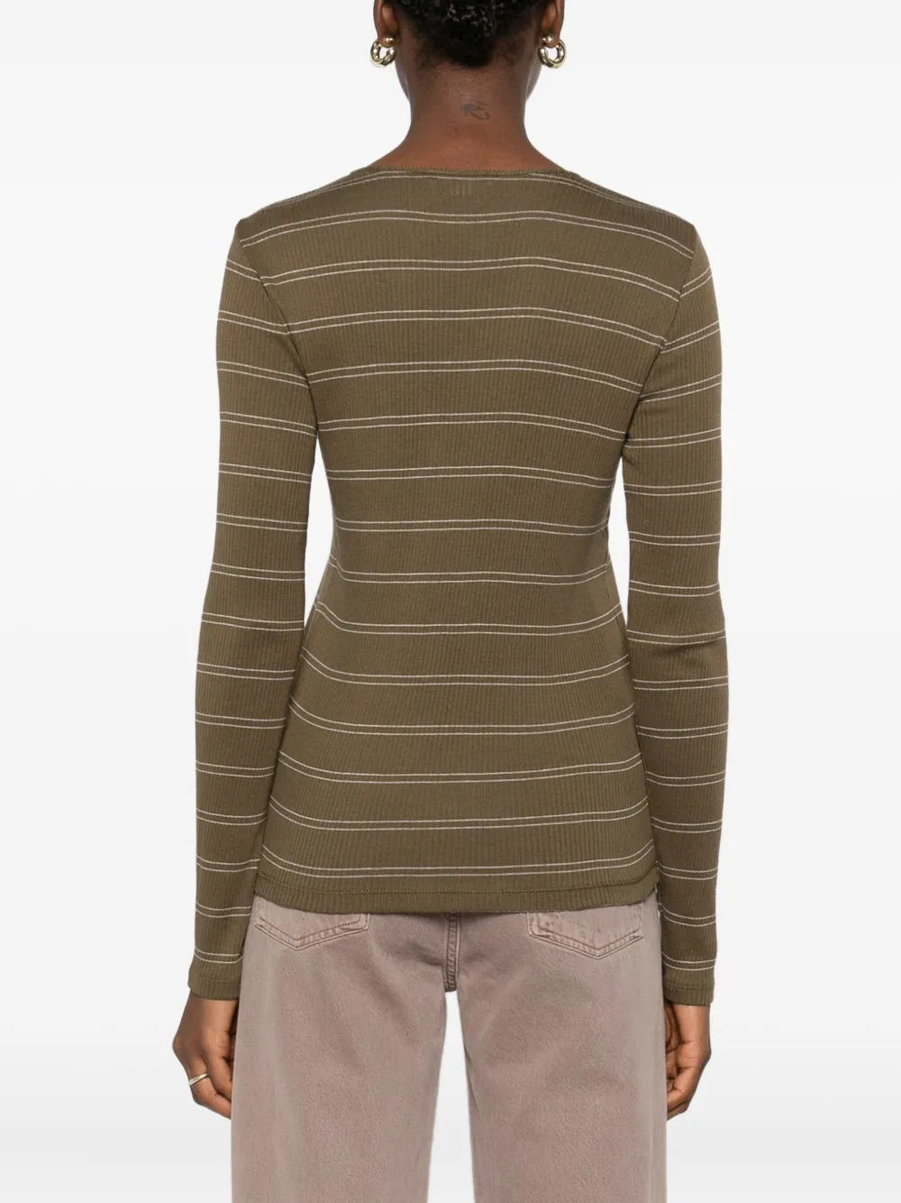 Vince Gestreepte top Bruin