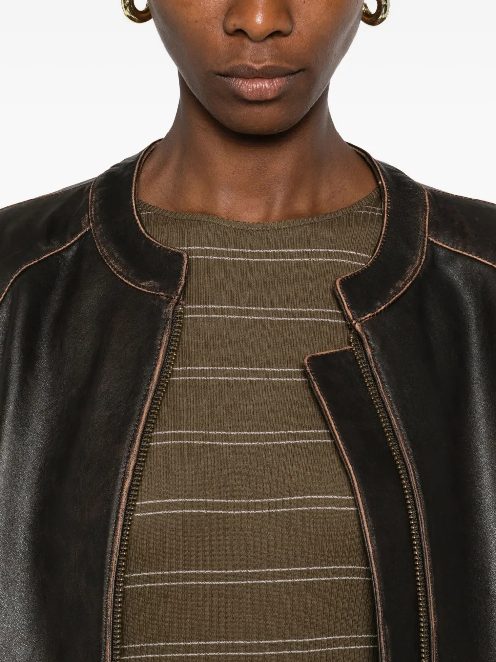 Vince Gestreepte top Bruin