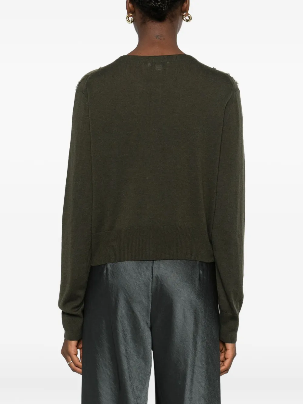 Vince Gebreid vest met argyle-patroon en knoop Groen