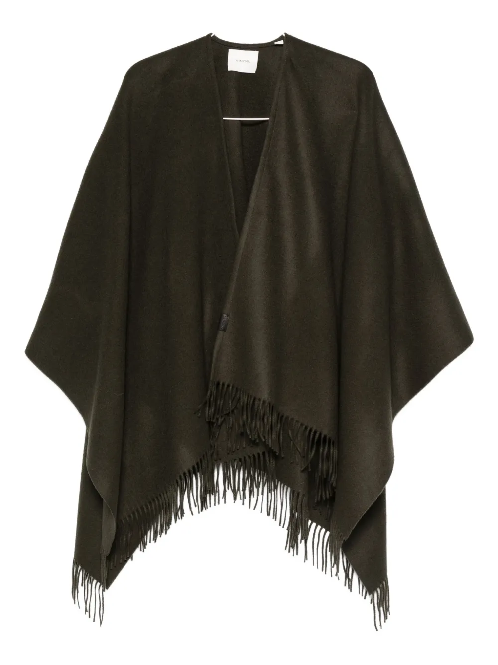 Vince Fringed Cape In Green