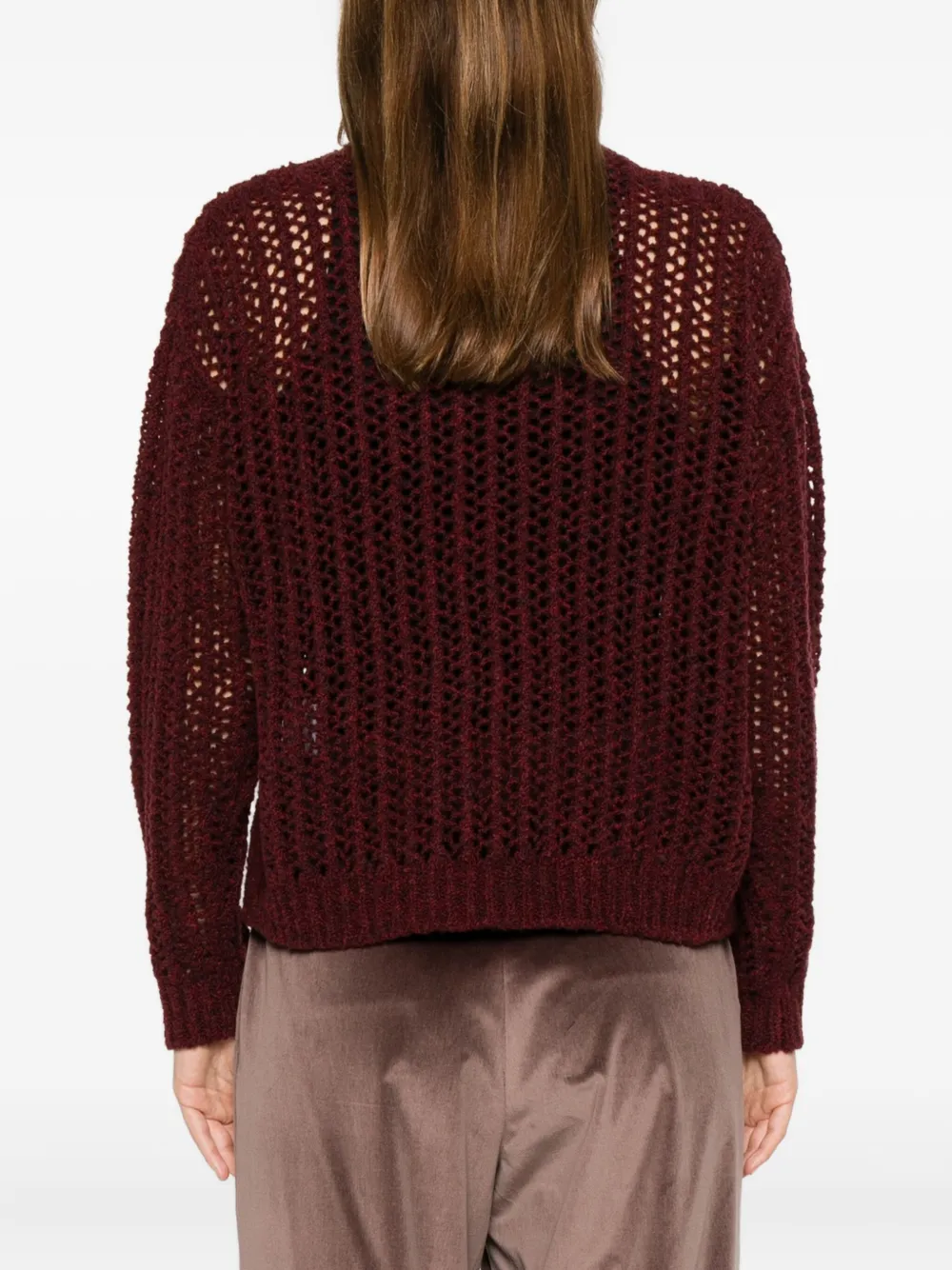 Max Mara Quaglia Openwork High-neck Sweater In Red