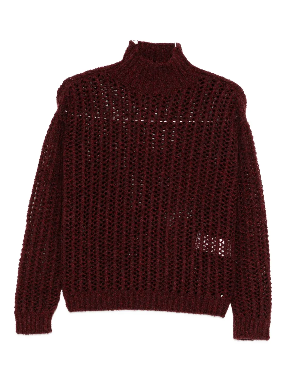 Max Mara Quaglia Openwork High-neck Sweater In Red