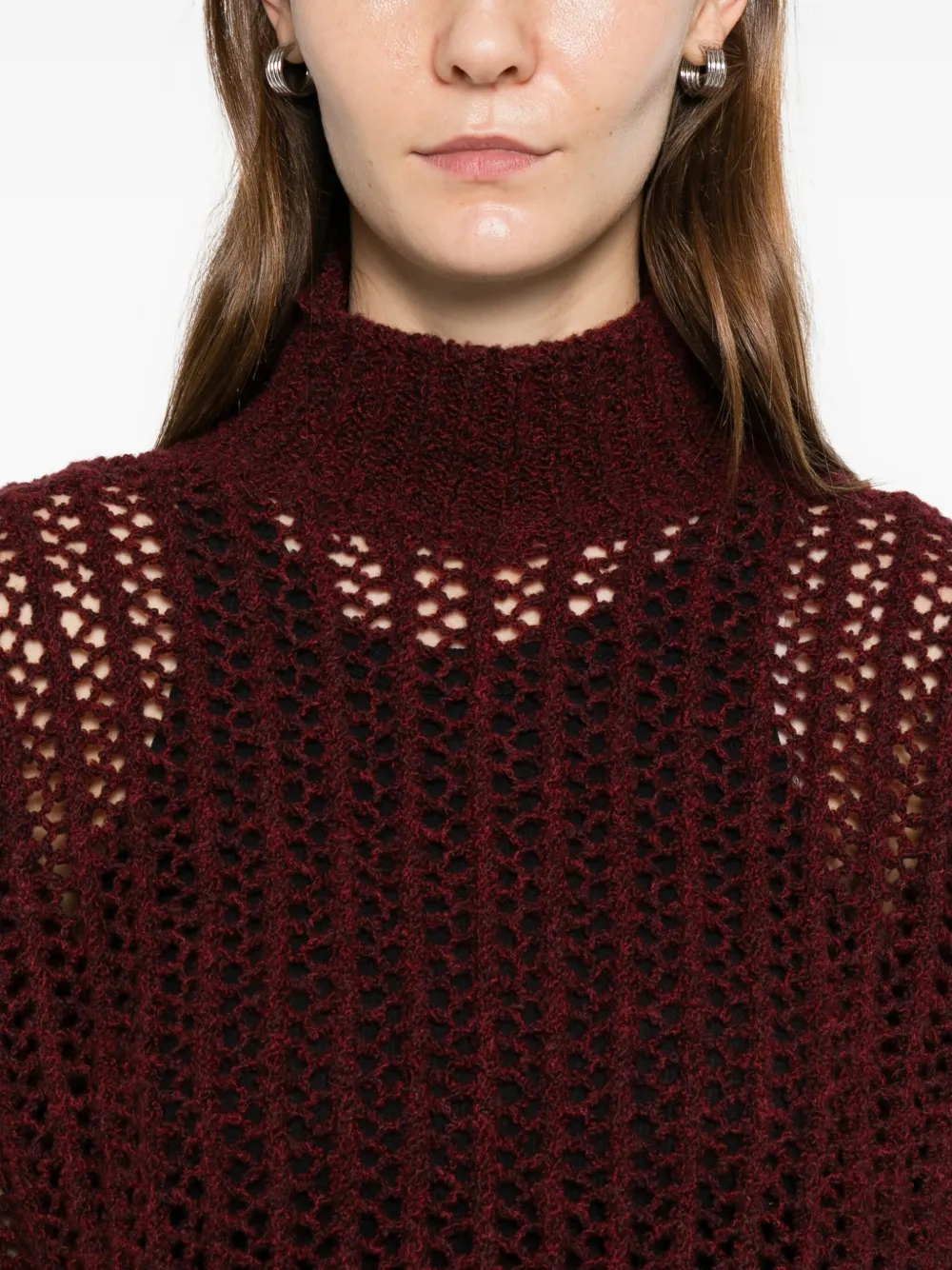 Max Mara Quaglia Openwork High-neck Sweater In Red