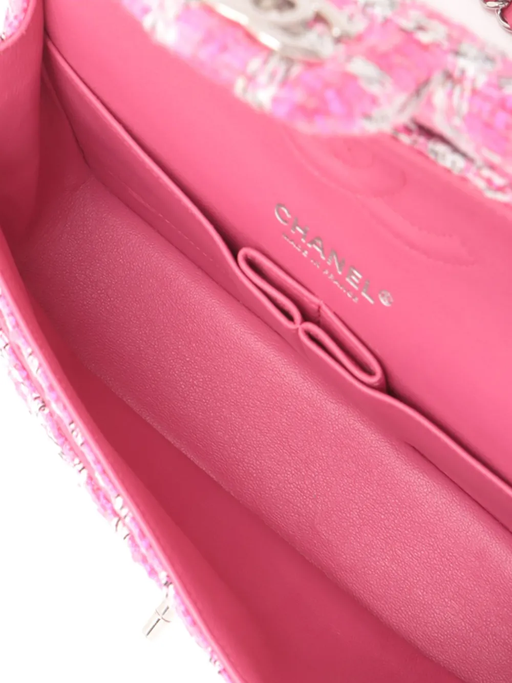 Pre-owned Chanel 2014 Medium Classic Tweed Double Flap Shoulder Bag In Pink