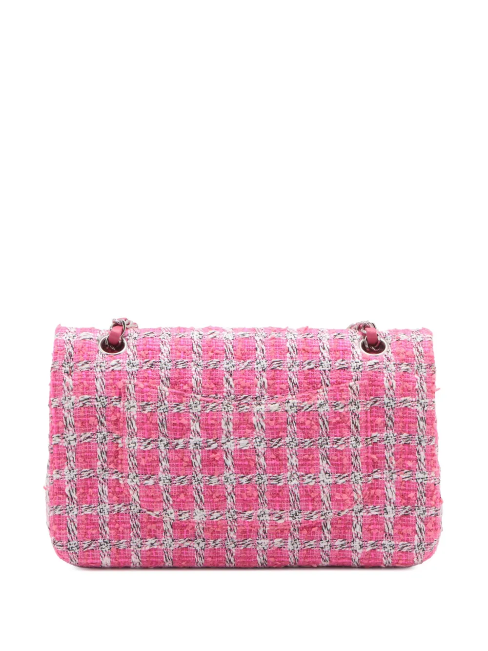 Pre-owned Chanel 2014 Medium Classic Tweed Double Flap Shoulder Bag In Pink