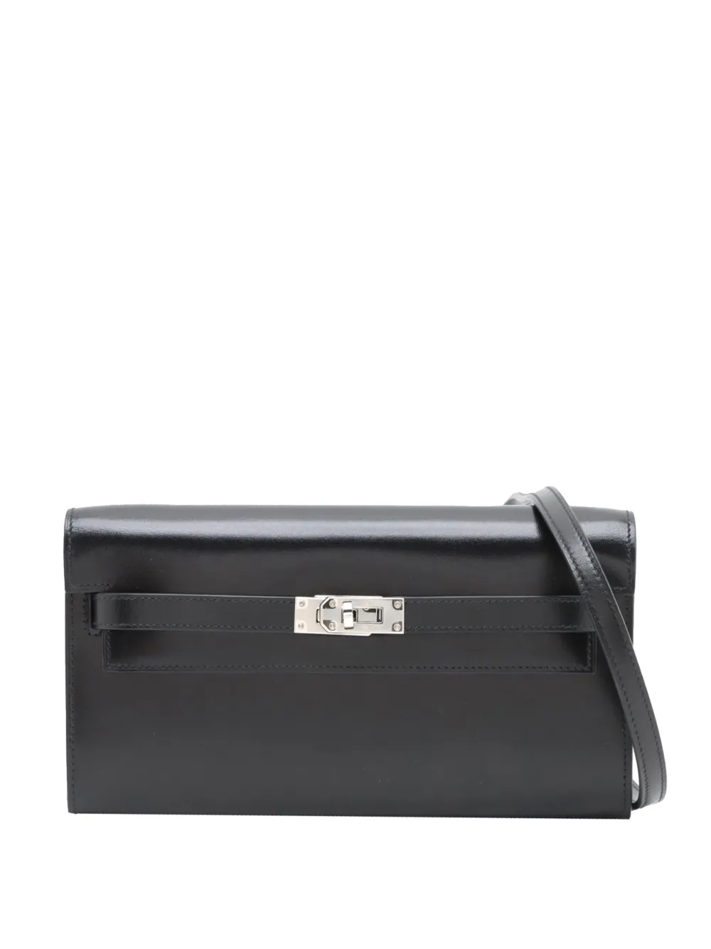 Pre-owned Hermes 2023 Tadelakt Kelly To Go Wallet Crossbody Bag In Black