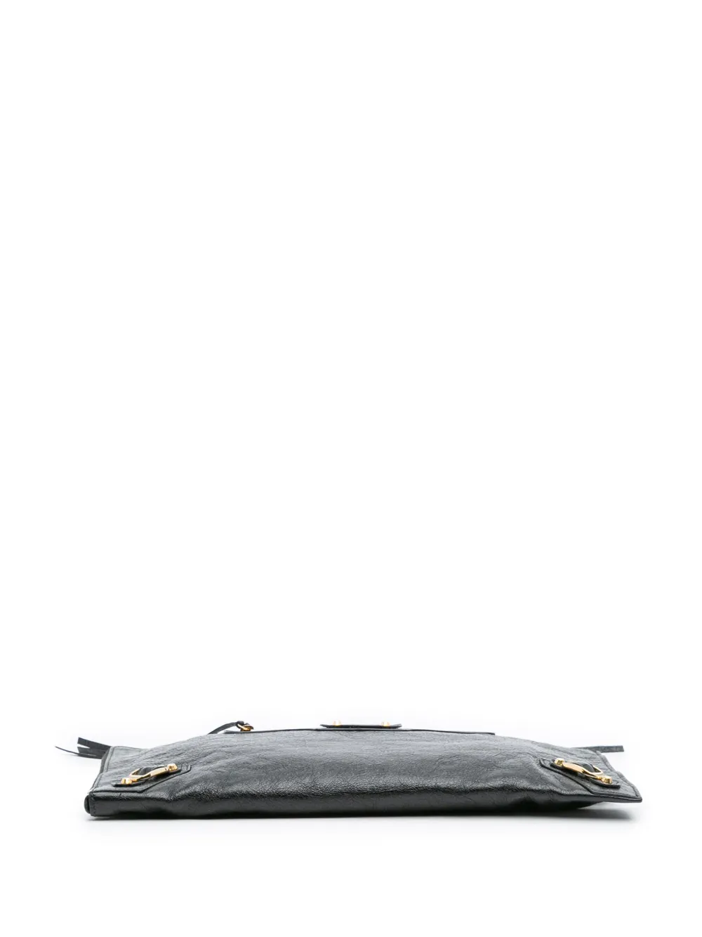 Pre-owned Balenciaga 2018 Lambskin Motocross Classic Zip Around Flat Clutch Bag In Black