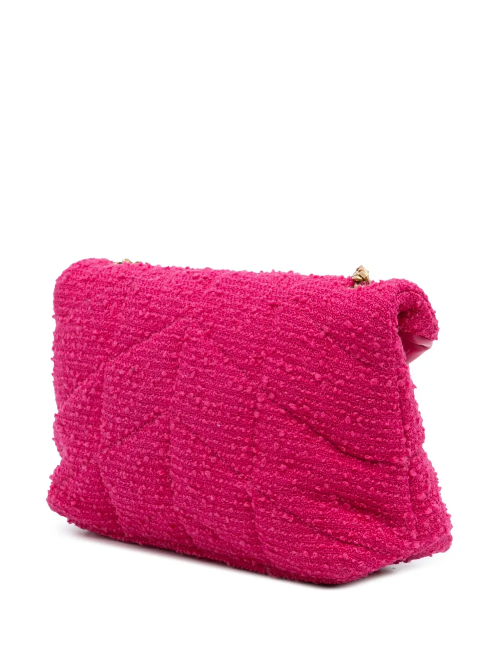 Pre-owned Saint Laurent 2021 Toy Boucle Tweed Loulou Puffer Crossbody Bag In Pink