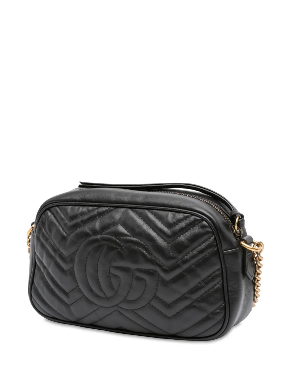 Pre-owned Gucci 2016-2025 Small Gg Marmont Matelasse Leather Crossbody Bag In Black