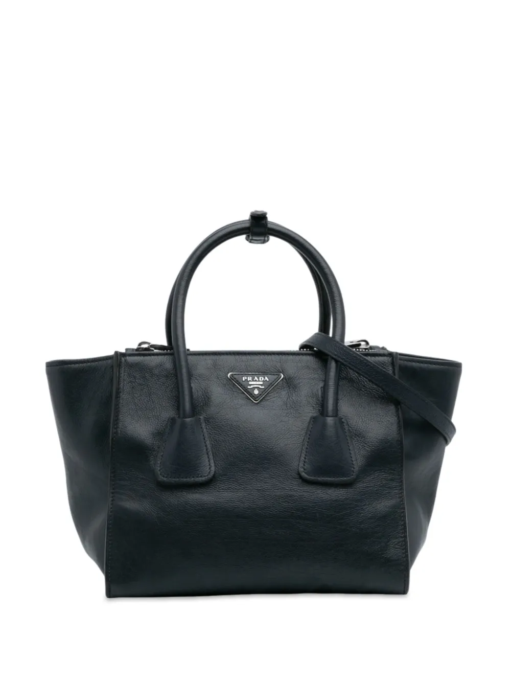 Pre-owned Prada 2000-2025 Small Glace Calf Twin Pocket Satchel In Blue