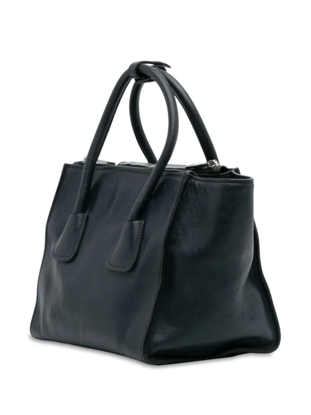 Pre-owned Prada 2000-2025 Small Glace Calf Twin Pocket Satchel In Blue
