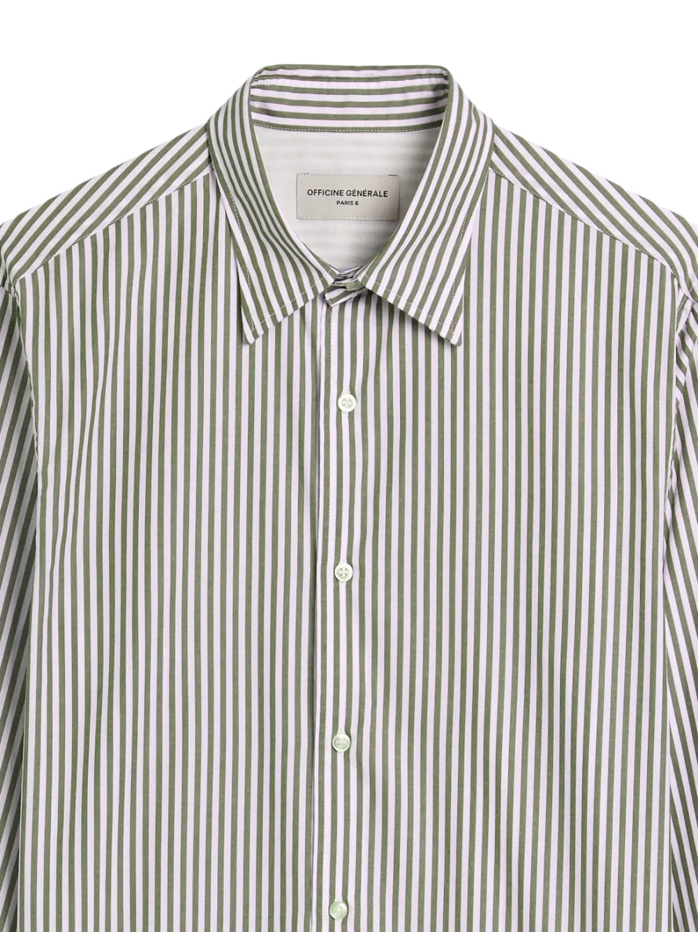Officine Generale Gestreept overhemd - Groen