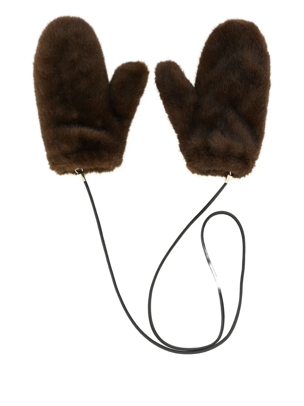 Lou Andrea Faux-fur Cord Mittens In Brown