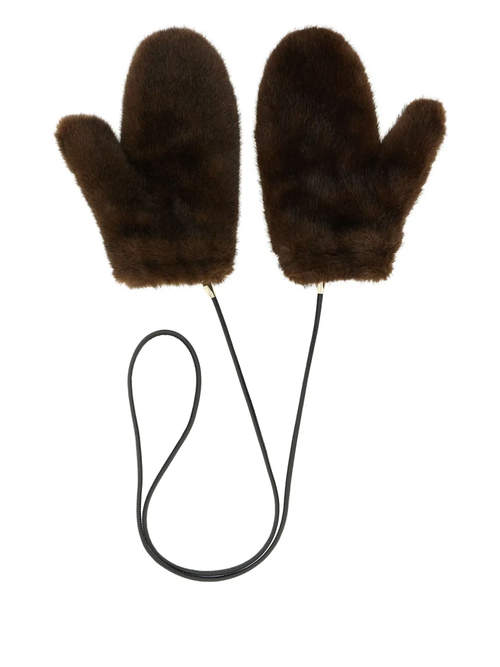 LOU ANDREA faux-fur cord mittens - Bruin