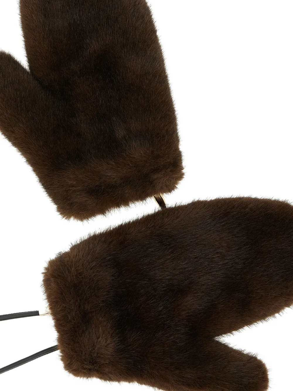 Lou Andrea Faux-fur Cord Mittens In Brown