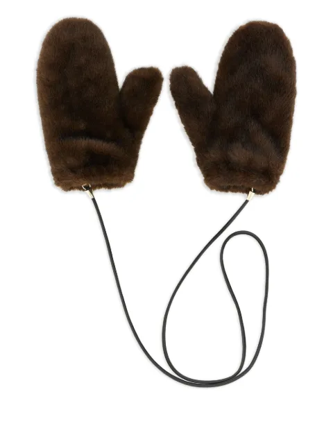 LOU ANDREA faux-fur cord mittens