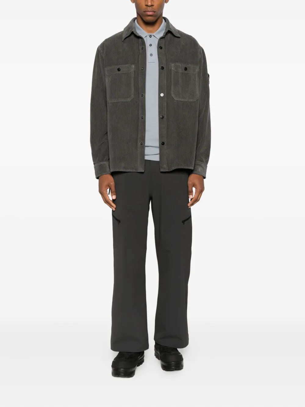 Stone Island Ribfluwelen overhemd - Grijs