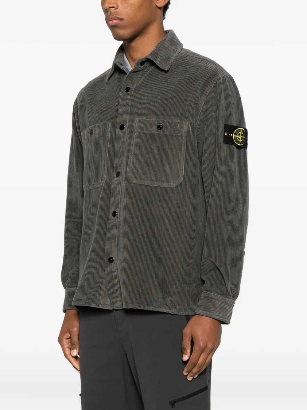 Stone Island Ribfluwelen overhemd Grijs