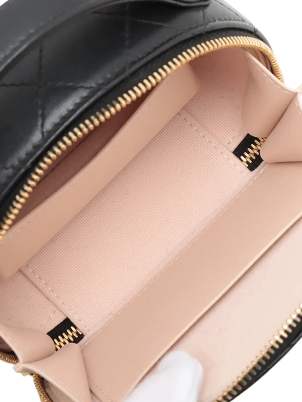 Pre-owned Chanel 2021-2025 Small Quilted Lambskin Chic Riviera Top Handle Vanity Case Satchel In Black