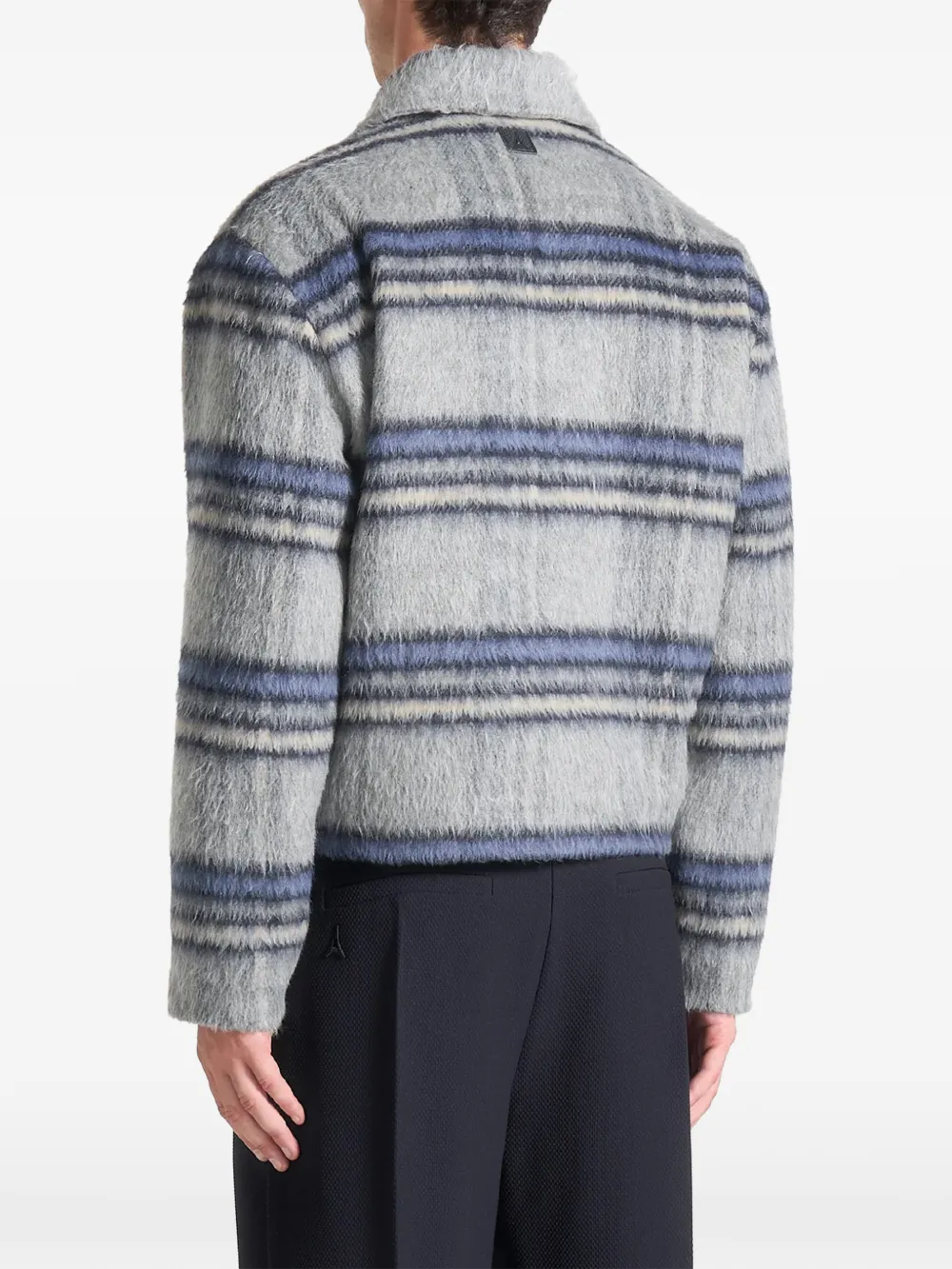 Manière De Voir brushed checked jacket Grijs