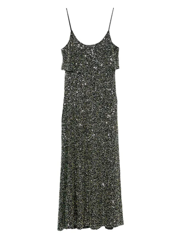 Rabanne Sequin-layered Midi Dress - Black Rabanne Sequin-layered Midi Dress - Black