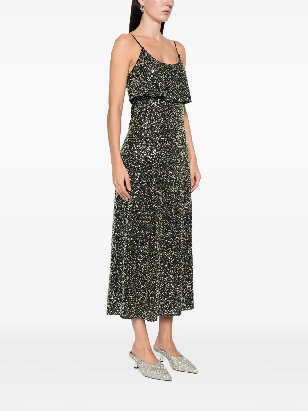 Rabanne Sequin-layered Midi Dress In Green