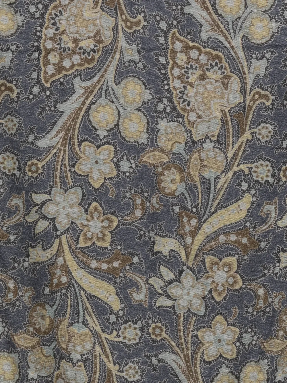 Kiton Sjaal met bloemenprint - Blauw