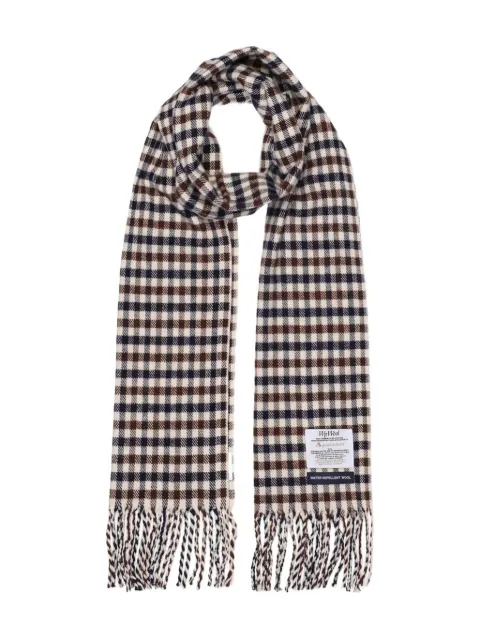 Aquascutum checked fringed scarf
