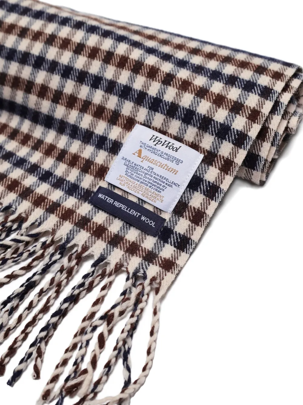  Aquascutum Checked Fringed Scarf - Neutrals 