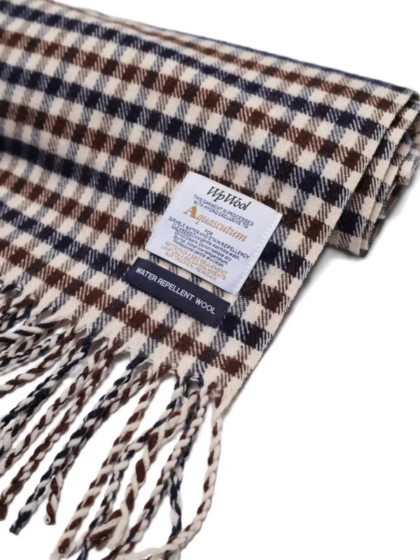 Aquascutum Checked Fringed Scarf | Neutrals | FARFETCH