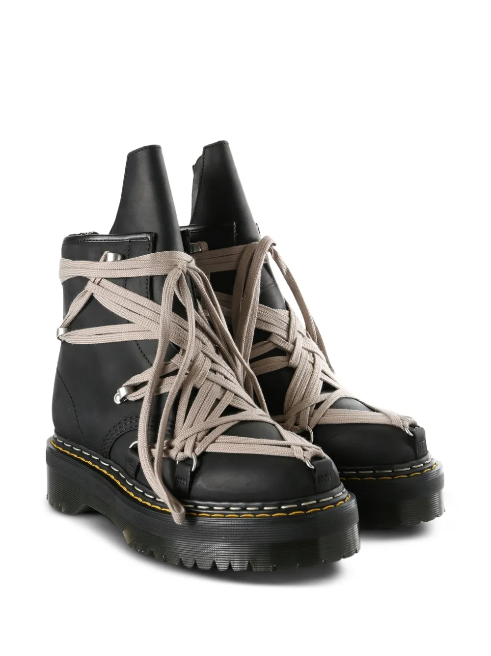 Dr. Martens X Rick Owens 1460 Quad Sole Megalace Combat Boots In Black