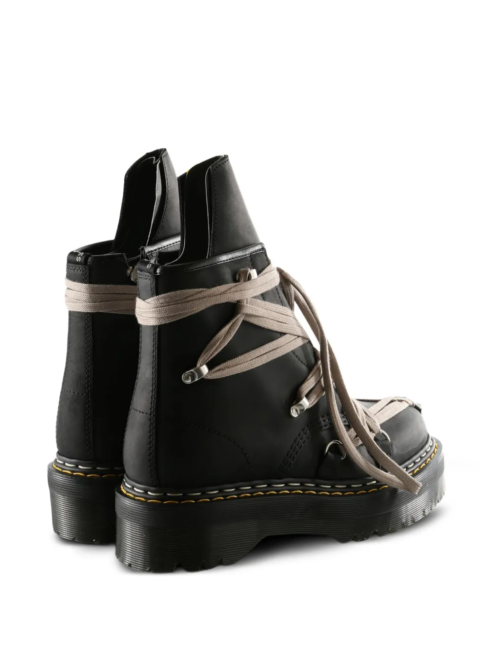 Dr. Martens X Rick Owens 1460 Quad Sole Megalace Combat Boots In Black