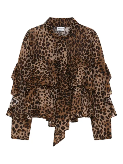 Marella Gala ruffled animal-print blouse