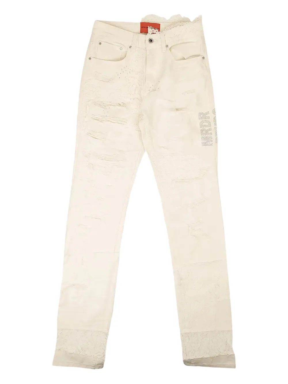 Who Decides War Ripped Five-pocket Jeans In White