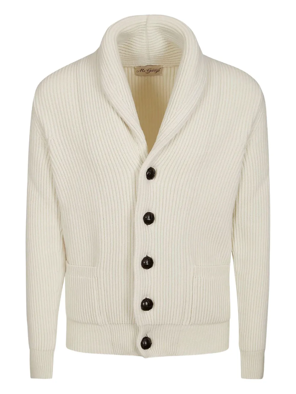 McGeorge cárdigan tejido de canalé con cuello esmoquin | blanco | Image 1