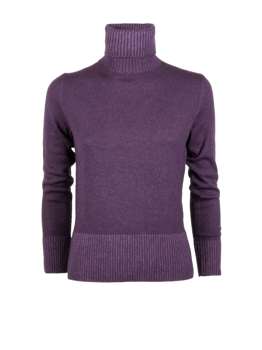 Base Milano Ribbed Roll-neck Sweater In Purple