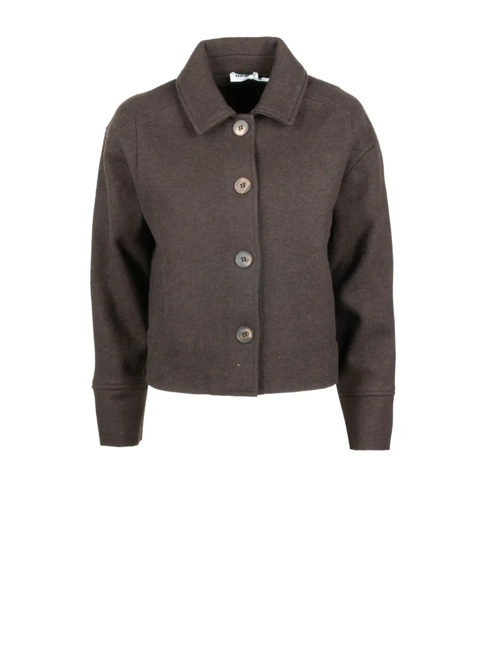 Base Milano Button Collared Jacket In Brown