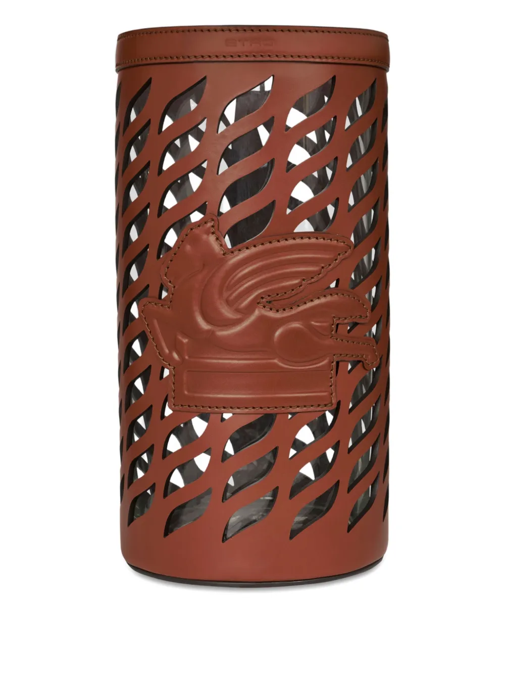 Etro Home Cut-out Leather Vase Holder (50cm X 21cm) In Brown