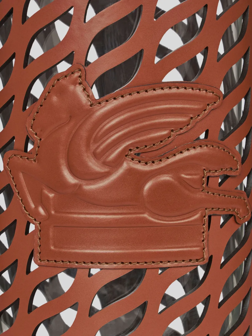 Etro Home Cut-out Leather Vase Holder (50cm X 21cm) In Brown