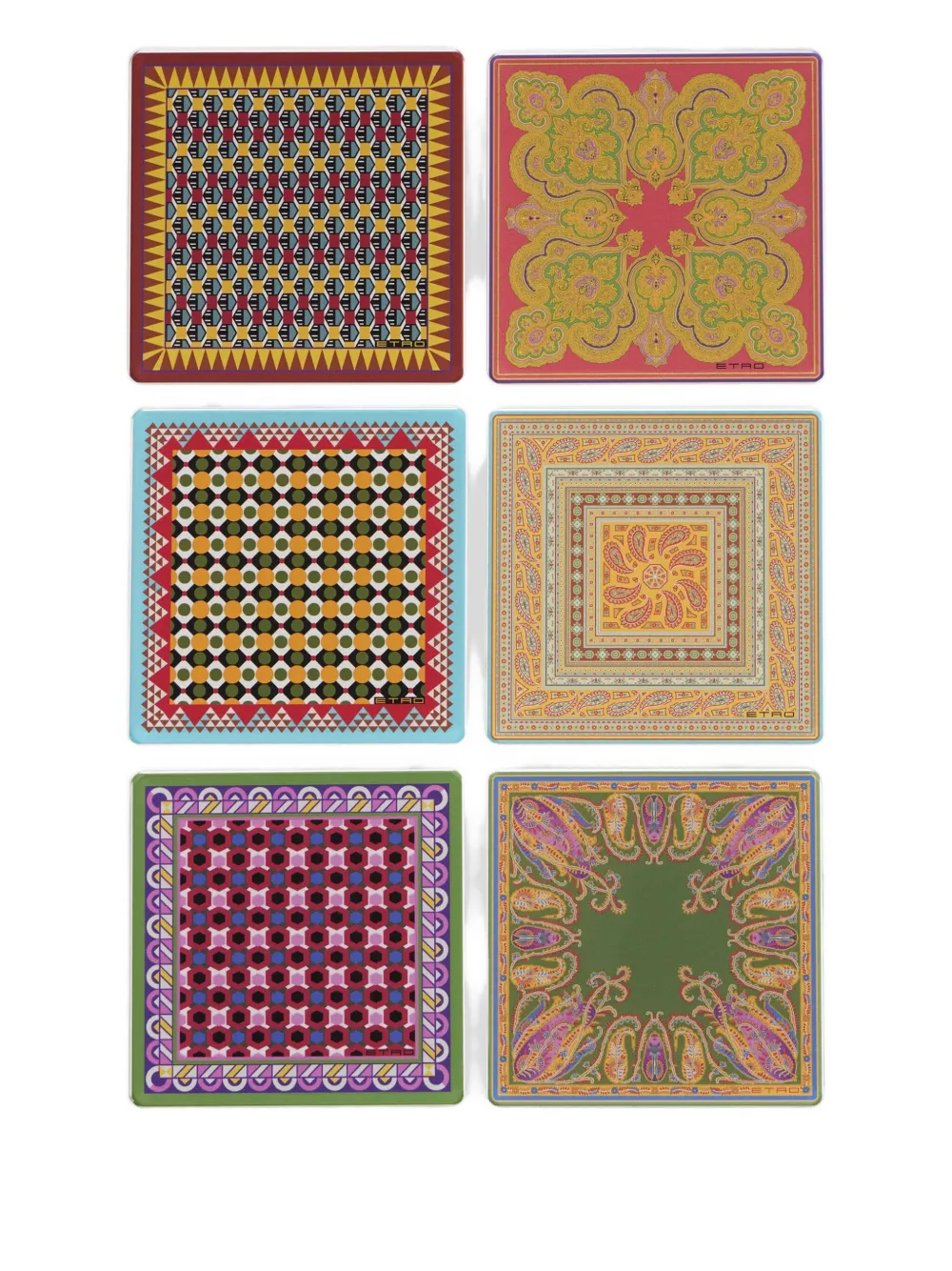 Etro Home Printed Coasters (set Of Six) In Multi