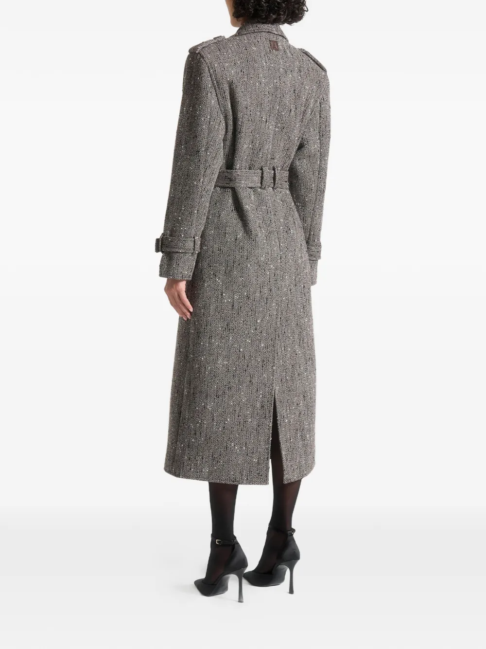 Manière De Voir Soraya Detachable-scarf Trench Coat In Gray