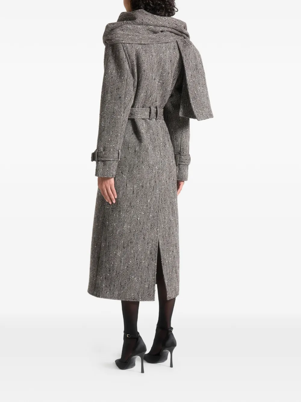 Manière De Voir Soraya Detachable-scarf Trench Coat In Gray