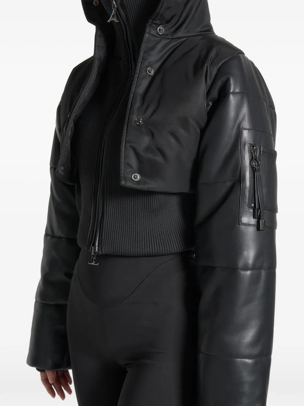 Manière De Voir Lysandra Layered Puffer Jacket In Black