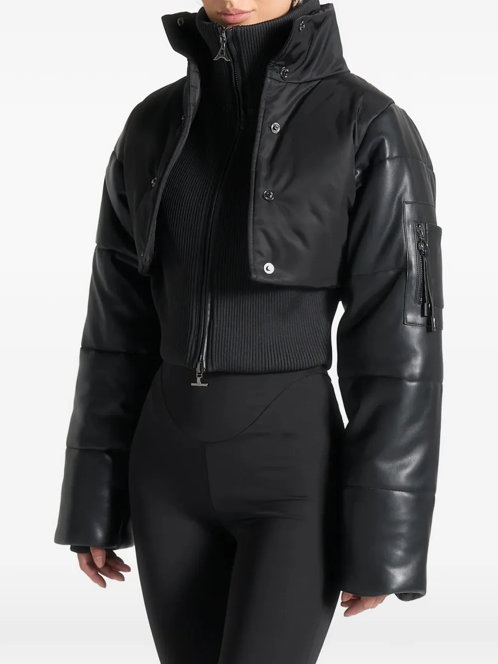 Manière De Voir Lysandra Layered Puffer Jacket In Black